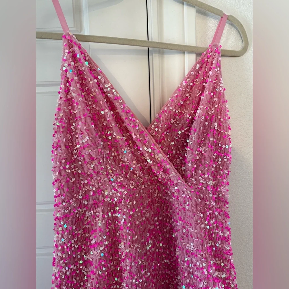 Southern Fried Chicks Pink Velvet Sequin Beaded Dress Medium M NWOT - Picture 3 of 10